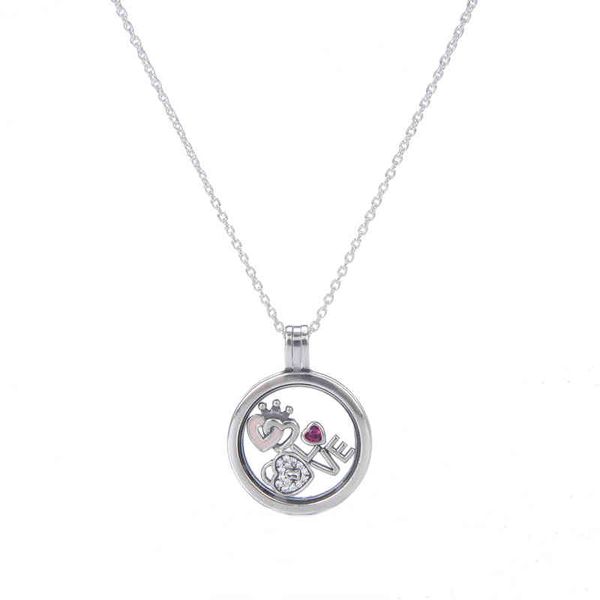 

925 sterling silver fashion glass memory pendant necklace