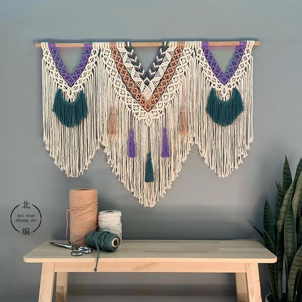 

tapestries hand woven colorful tassel tapestry bedside sofa background home stay decoration farmhouse decor