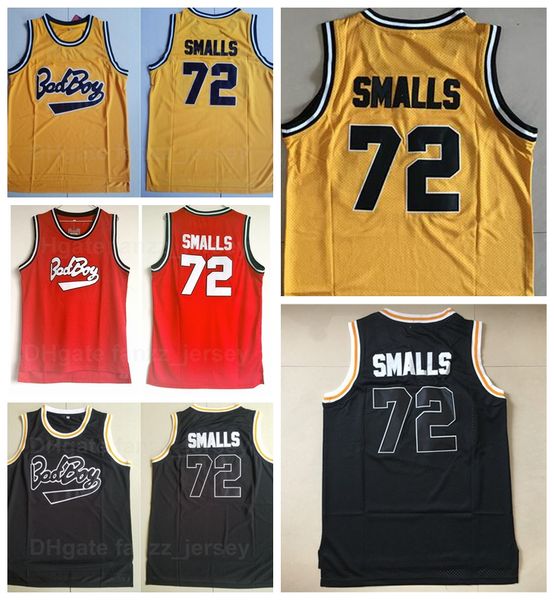 Moive Bad Boy Notorious Big Basketball 72 Biggie Smalls Jersey Uomo University Rosso Giallo Nero Team Away Colore Tutte le cuciture Sport Traspirante Alta qualità In vendita