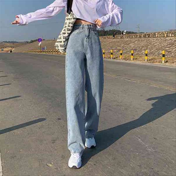 

wide leg jeans for women bottom baggy denim pants high waist full length clothing trousers vintage streetwear, Blue