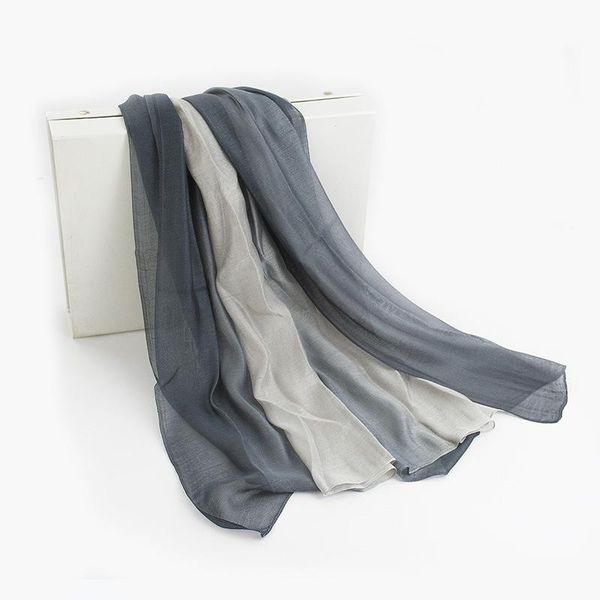 

gradient color natural silk modal scarf women spring autumn thin light sunscream scarves lady beach cover up luxury high quality, Blue;gray