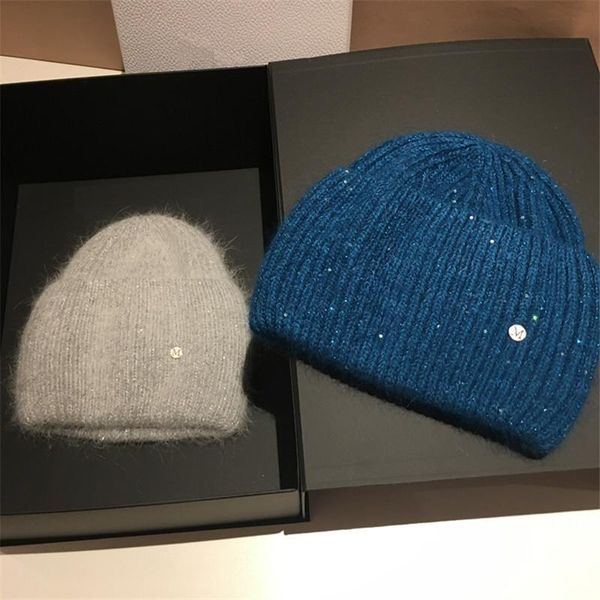 

beanies 202109-xiyuan winter angora wind brim warm knitting m letter leisure lady skullies cap men women cool hat