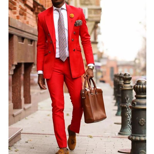 

men's suits & blazers fashion red men blazer 2 piece groom tuxedos for wedding formal prom suit (jacket+pants) chic streetwear custom m, White;black
