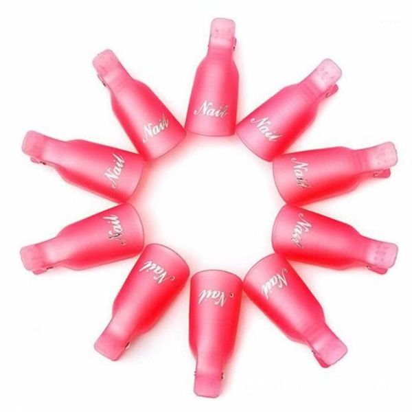 

pcs reusable plastic acrylic nail art gel polish remover wrap cleaner clip1