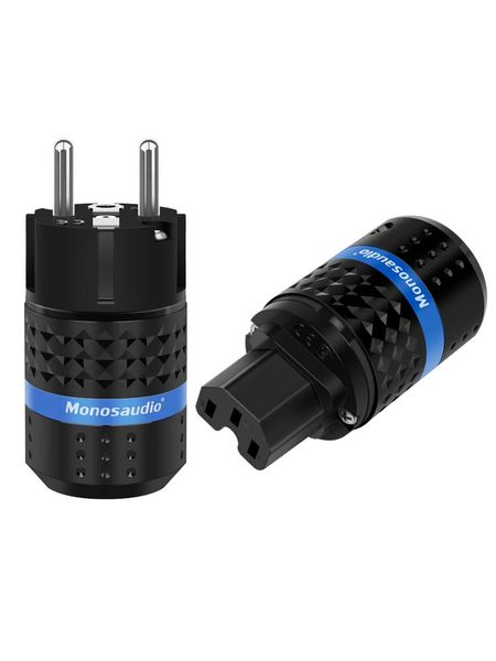 

smart power plugs monosaudio e102r/f102r 99.99% pure copper rhodium plated eur schuko hifi audio cord cable plug iec female connector