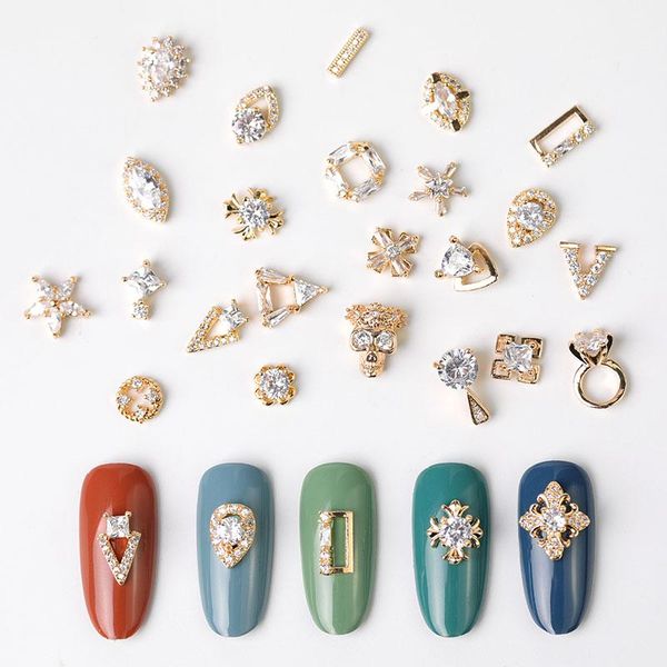 

nail art decorations 1 high 3d end luxury drop crystal pendant amulet decoration zircon diamond, Silver;gold