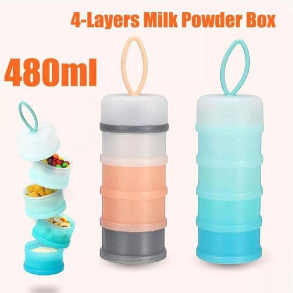 

storage bottles & jars 4layers portable baby milk powder container box formulas dispensers bottle containers 480ml with loop handle