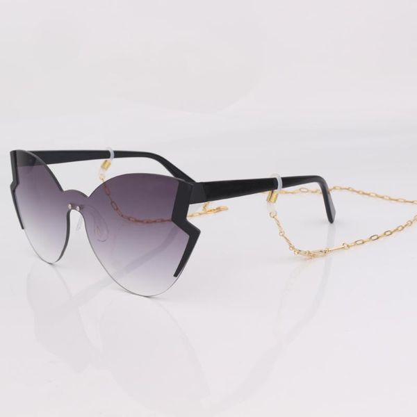 

sunglasses half frame cat eye women with chain, White;black
