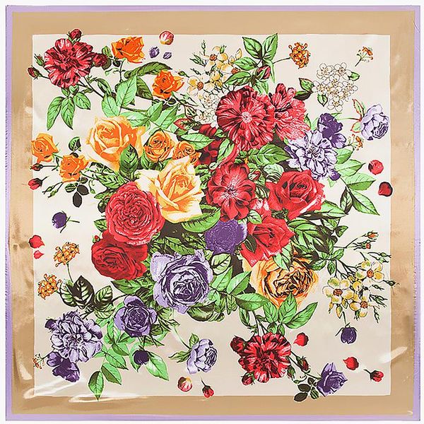 

scarves 90cm * scarf plant flowers lady silk simulation, Blue;gray