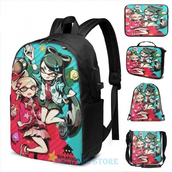 

backpack funny graphic print sister squid usb charge men school bags women bag travel laptop