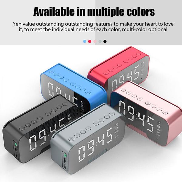 

mini speakers digital alarm clock fm radio wireless bluetooth-compatible led with speaker outdoor column subwoofer music player