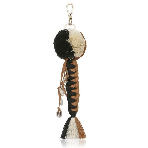 

keychains bohemian jewelry shell hair ball keychain with tassel bag accessories hanging female gifts, Silver