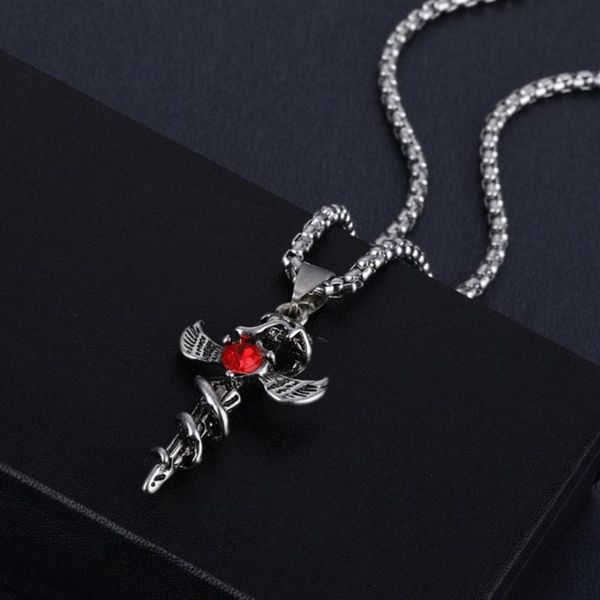 

pendant necklaces 2021 western vintage hip-hop plain necklace titanium steel mace trendy male jewelry, Silver