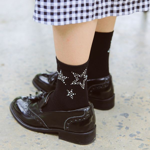

wang xiaozhen star drill plain cotton fashion women' socks, Red;black