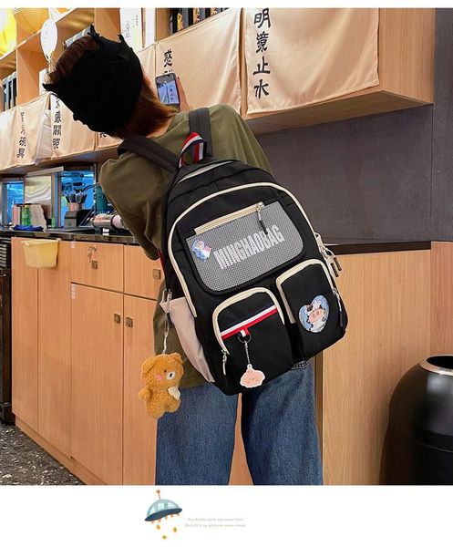 

backpack v0012 - leisure multi-function trend solid color large capacity