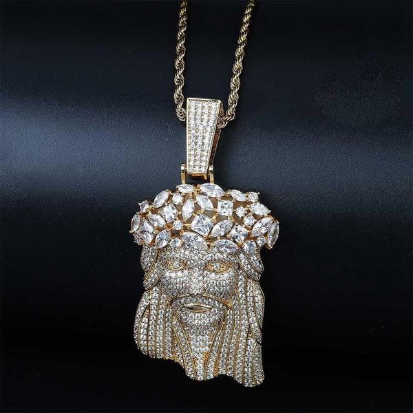 

iced out pendant necklace large jesus gold silver necklaces mens hip hop jewelry