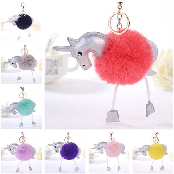 

hair ball keychain pu leather bag pendant gift key rings gskr355 mix order 20 pieces a lot keychains, Silver
