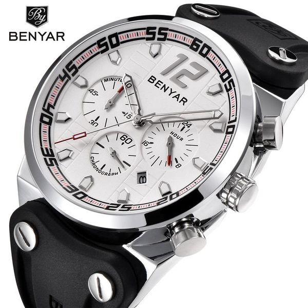 

wristwatches benyar 5131 mens watches men's military sports watch men casual waterproof quartz wristwatch relogio masculino, Slivery;brown