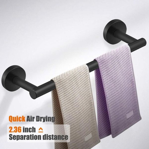 

towel racks 5-pieces matte black bathroom hardware set stainless steel round wall mounted - includes 12 inch hand bar, toilet paper ho