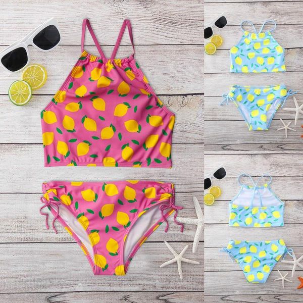 

one-pieces girls' daisy beach sport halter tankini 2-piece swimsuit outfits swimwear kids wear for children bikini sets, Black