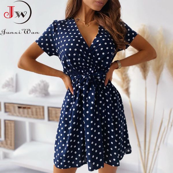 

women's short sved dot summer drs, miniskirt, neckline, a-cut, casual, bohemia, beach, Black;gray