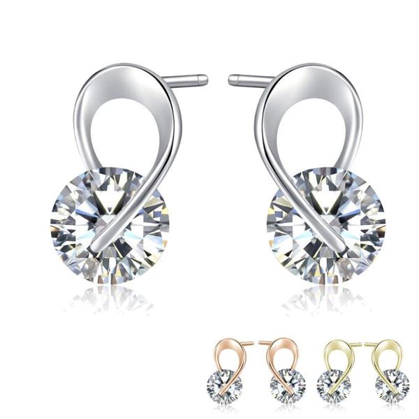 

peixin women's zirconia heart-shaped earrings charm fashion jewelry statement love gift for girlfriend stud, Golden;silver