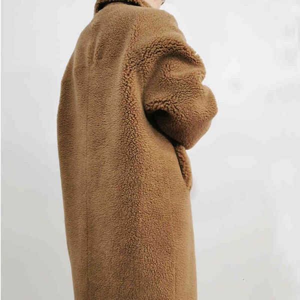 

women's fur & faux fashion teddy lazy wind jacket in winter long real wool overcoat autumn and women coat1 3kug, Black