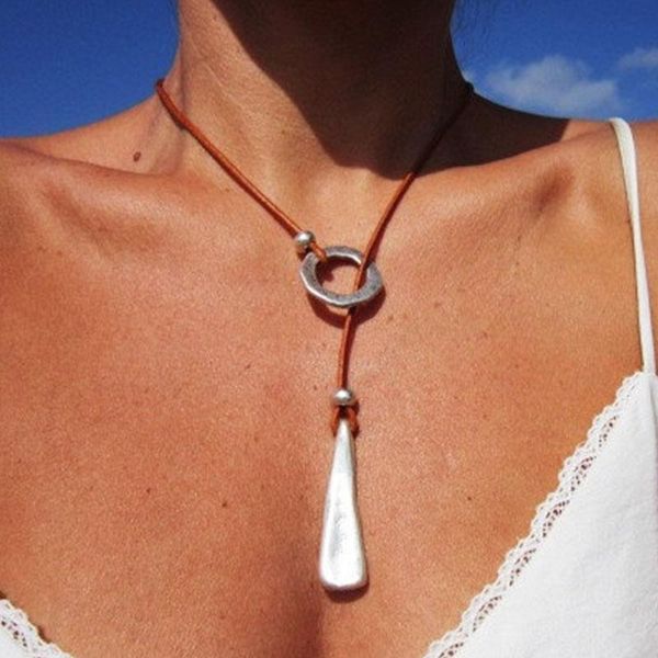 

chokers ring leather necklace lariat eternity, Golden;silver