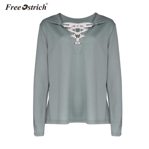 

women's hoodies & sweatshirts ostrich sweatshirt women hooded jumper casual solid long sleeve lace up pullover moletom sudadera mujer d, Black