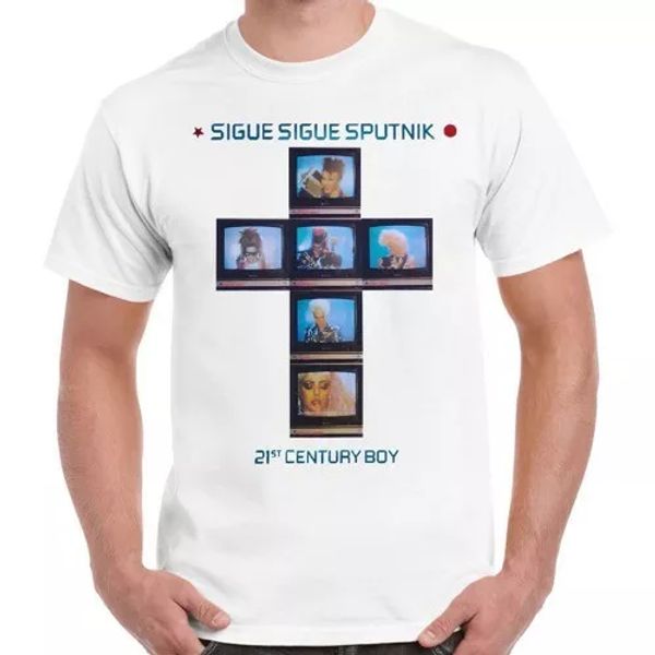 

sigue sigue sputnik 21st century boy new wave punk retro t shirt 837, White;black