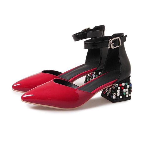 

dress shoes genuine leather women ladies high heels middle heeled pointe pumps cow square yx761, Black