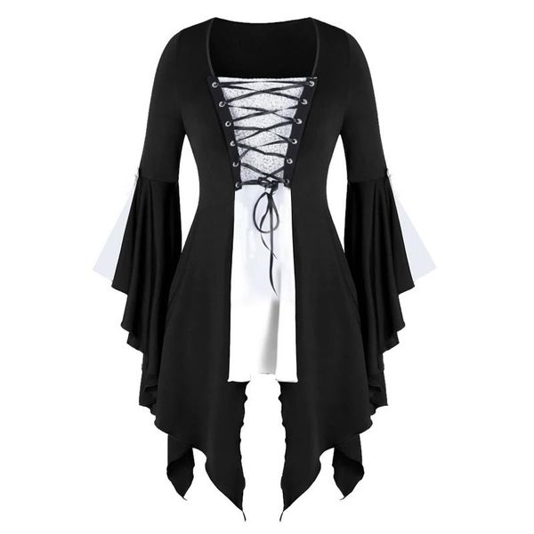 

women's blouses & shirts halloween cosplay witch princess dress vintage women plus size female clothing sequin vestido blusas mujer 50s, White