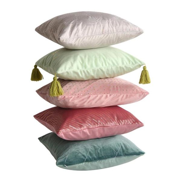 

cushion/decorative pillow velvet fabric cushion cover wave bronzing covers decorative square case throw pillowcase for sofa home