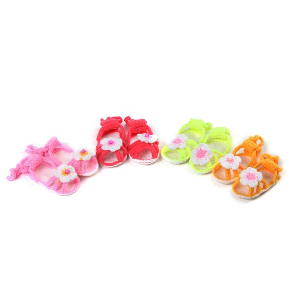 

baby first walkers shoes toddler infant girls footwear crochet knitted handmade flower newborn sandals b6704