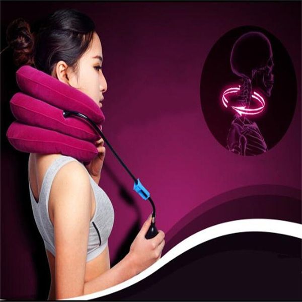 

pillow three-layer cervical device inflatable health care neck therapy massager tool traction for home