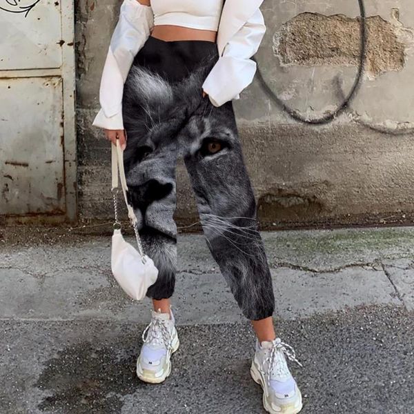 

women's pants & capris somepet lion trousers women animal 3d printed anime trouser black casual pant cartoon jogger sweatpants, Black;white
