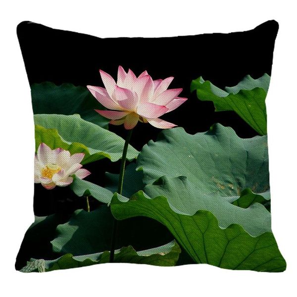 

45cmx45m creative fresh lotus pattern linen comfortable cushion cover home sofa decorative pillow yh221 cushion/decorative