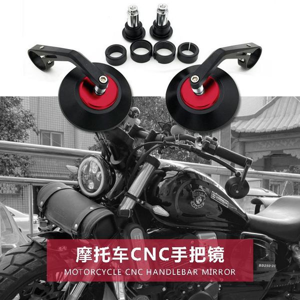 

motorcycle mirrors rear view mirror black 7/8" round cnc cafe racer parts side bar end motorbike espejos moto