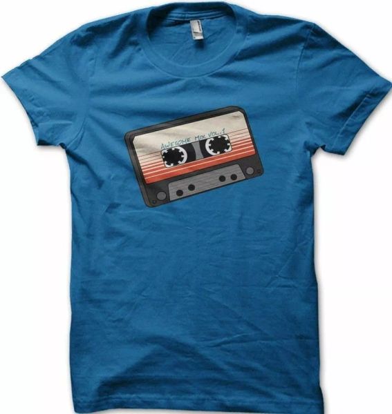 

gotg awesome mix volume 1 starlord printed t-shirt oz9668, White;black
