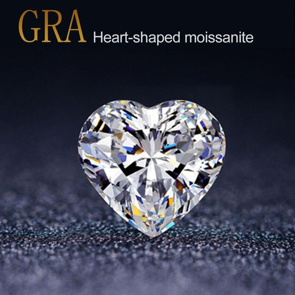 Pietra preziosa sciolta Moissanite Pietra 1 ct Carati D Colore 6,5 mm Diamante a forma di cuore VVS1 Trasparente per anello di gioielli con certificato GRA
