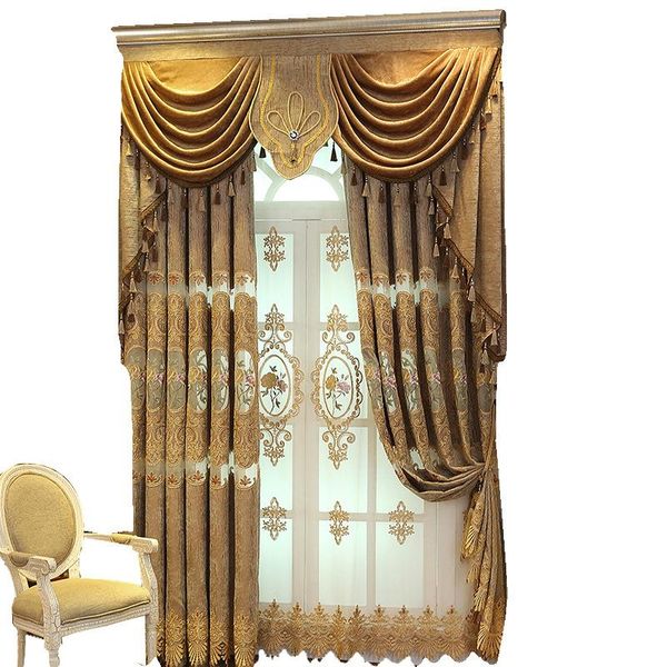 

curtain & drapes european style embroidery shading curtains for living dining room bedroom.