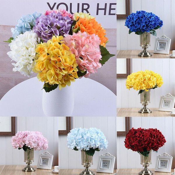 

decorative flowers & wreaths 5 heads fake silk natural realistic artificial hydrangea bouquet home wedding party decor vibrantly colored dec
