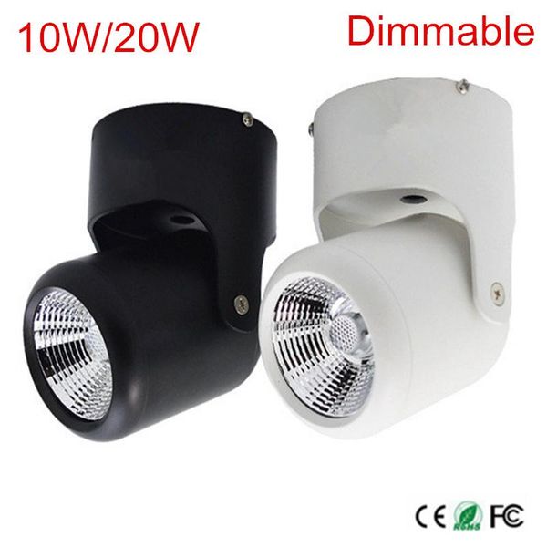 

downlights cob 10w 20w dimmable surface mounted downlight led lighting angle-adjustable+ 85-265v driver warm/natural/cold white