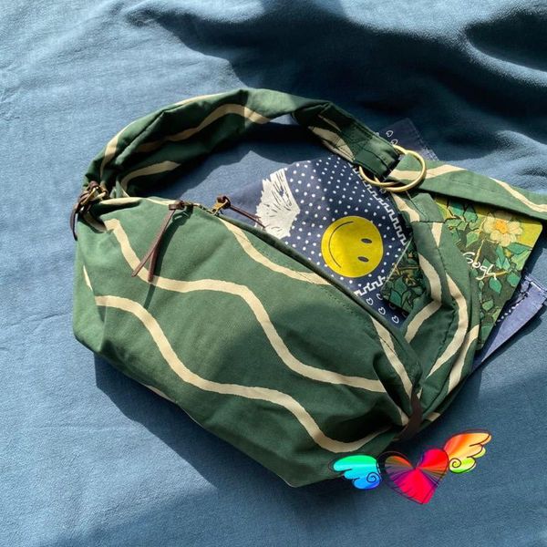 

waist bags 2021 green kapital packs men women white stripe inner compartment casual canvas bag