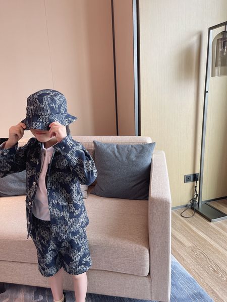 

3pcs/set kids girls boys tracksuit autumn children denim jacket +shorts+hat sportsuits children clothes sets, White