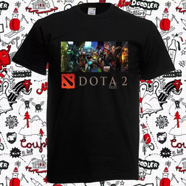 

new dota 2 team character video game men's black t-shirt size s-3xl, White;black