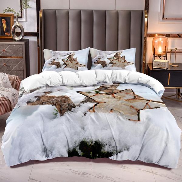 

bedding sets duvet cover with 3d five-pointed stars print comforter zipper closure corner ties quilt