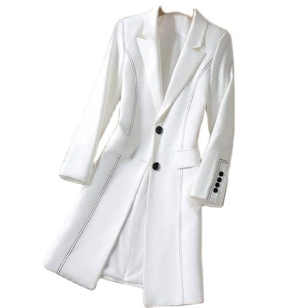 

women's trench coats mid long fashion miss blazer female outerwear spring autumn women windbreakers large size ladies suit collar, Tan;black