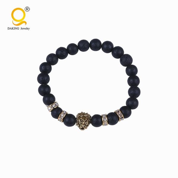 

charm bracelets est beads bracelet fashion lava stone & howlite tiger eye for men luxury lion, Golden;silver