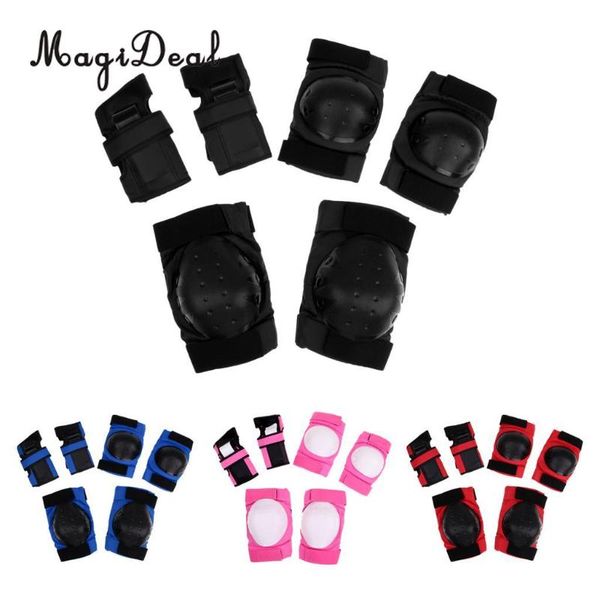 

elbow & knee pads adult/child wrist guards 3 in 1 protective gear set for inline roller skating cycling biking scooter, Black;gray